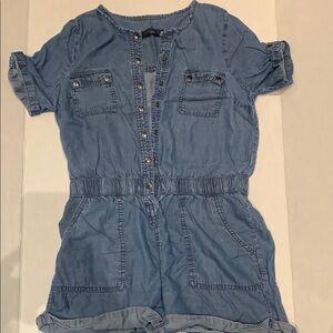 Blue Denim Dome Button-Up Romper